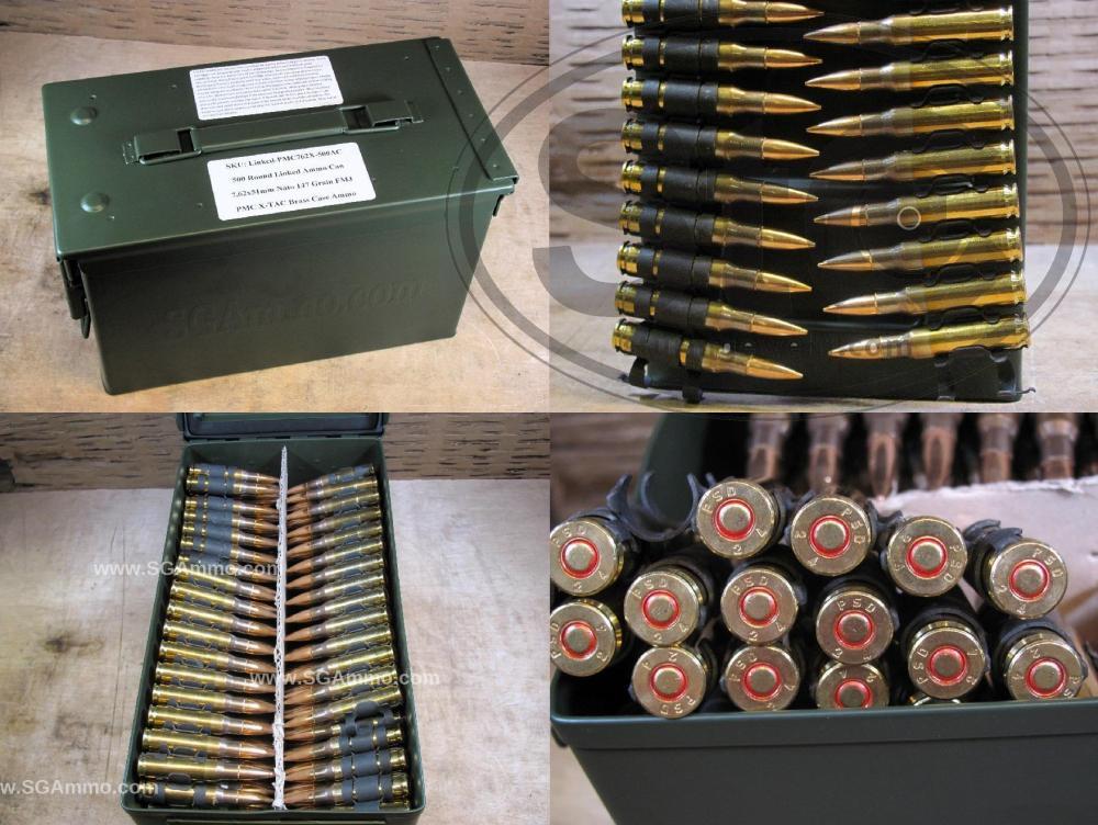 WTS - 500 Round Can - Linked 7.62x51 Nato 147 Grain FMJ PMC X-TAC Ammo ...